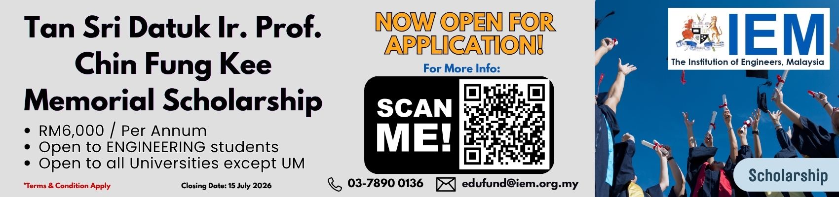IEM Scholarships 2026 - Tan Sri Ir. Prof Chin Fung Kee Memorial Scholarship